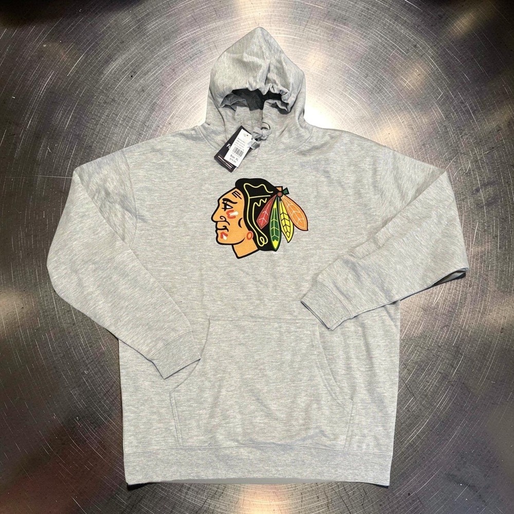 Fanatics Chicago Blackhawks Pullover Hoodie Men's XL Grey Primary Logo NHL NWT